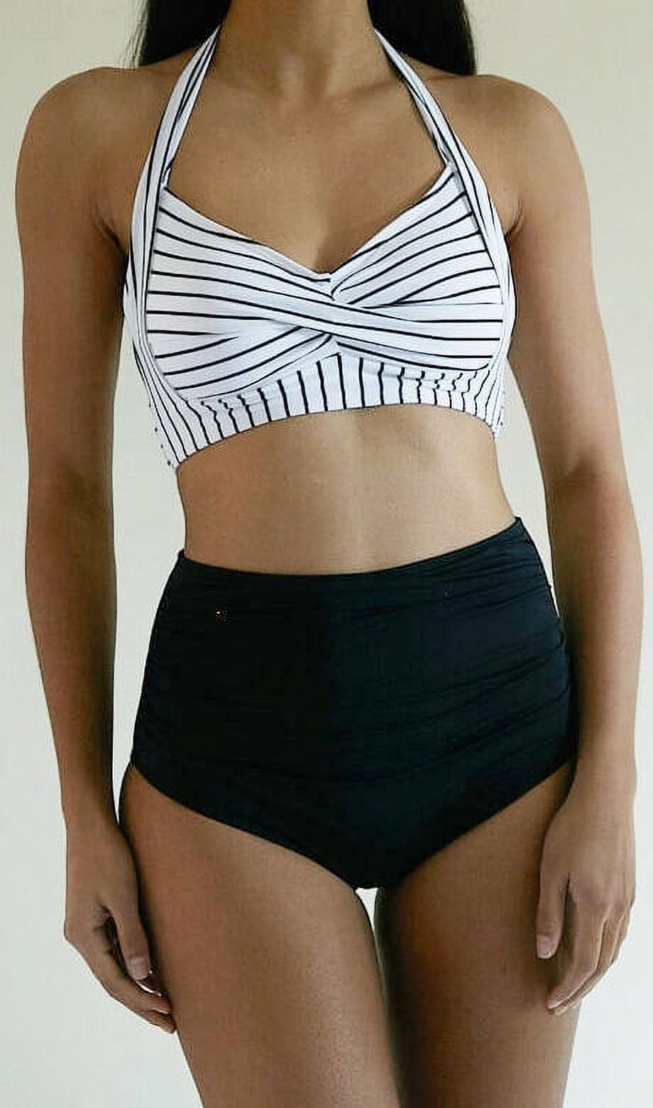 LIORA Women's Halter High Waisted Bikini Set Swimsuit Backless