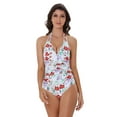 thumbnail image 1 of LIORA Women’s Halter One Piece Swimsuits V Neck Bathing Suit Ruched Tummy Control Swimwear, 1 of 7