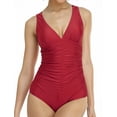 thumbnail image 1 of LIORA Women’s One Piece Swimsuits V Neck Swimwear Ruched Tummy Control Bathing Suit US Medium, Crimson, 1 of 6
