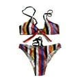 thumbnail image 1 of LIORA Women's Striped Knot Adjustable Bikini Sets Two Piece Bathing Suit, 1 of 3