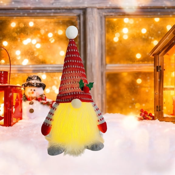 LIORAGLJ 12x6.3in Christmas Gnomes Plush with Light Upgraded Large Santa Gnomes for Indoor Table Night Holiday Decor (White)