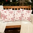 thumbnail image 1 of LIORAGLJ 17.72 in x 17.72 in Velvet Snowflake Christmas Pillow Square Cushion for Home Decor (Red), 1 of 6