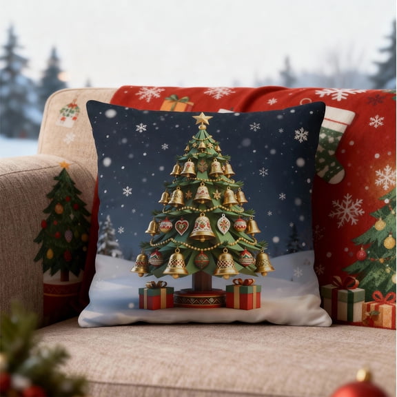 LIORAGLJ 17.7x17.7 inch Holiday Pillow Cases with Festive Patterns Soft Fabric Hidden Zipper for Home Decor Living Room Bedroom Christmas Decoration