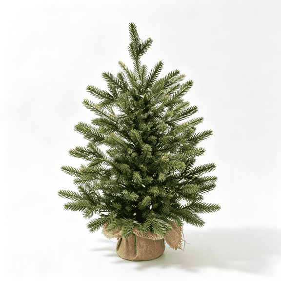 LIORAGLJ 18-Inch Artificial Christmas Tree with Woven Basket Base (Model without lights)