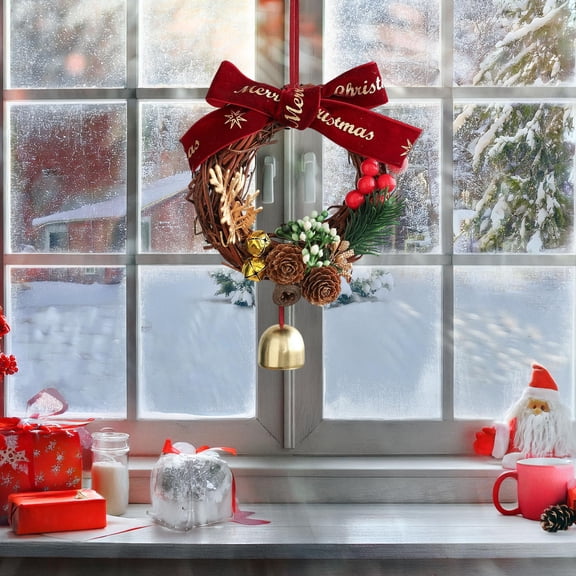 LIORAGLJ 6.10x4.33x1.18in Christmas Scene Decoration Pinecone Bell Pendant Venue Ornament (Red)