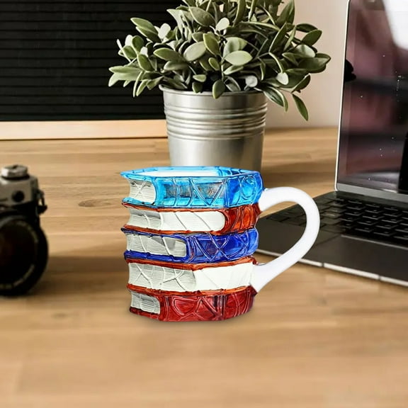 LIORAGLJ Book Stack Coffee Mug Novel Themed Cup for Literature Lovers Gift