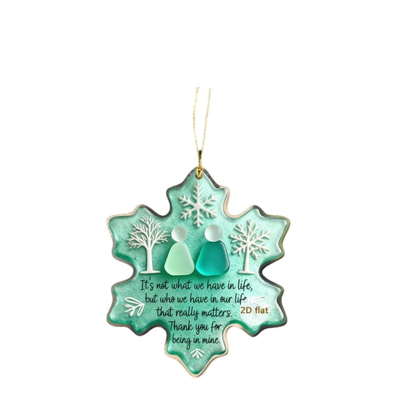 LIORAGLJ Christmas Acrylic 2D Sea Glass Pendant Flat Hanging Decor Festive Ornament