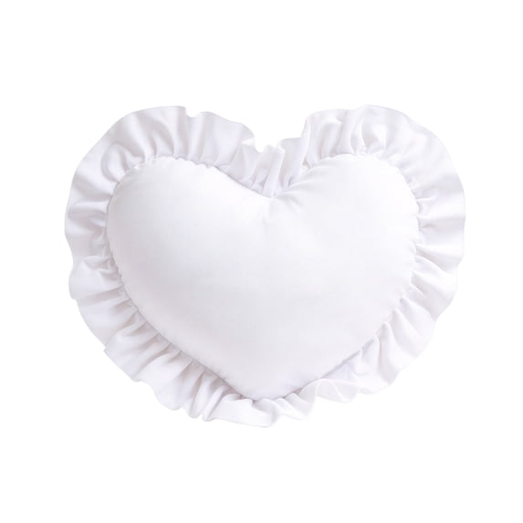 LIORAGLJ Christmas Heart Shaped Throw Pillow, Soft Cozy Cushion with Ruffled Edge, White, 15.75"