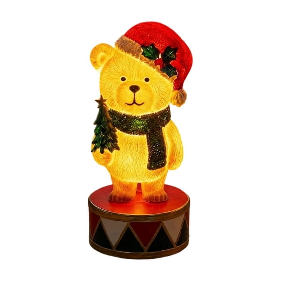 LIORAGLJ Light-up Christmas Bear Figurine LED Warm Glow Tabletop Holiday Decor