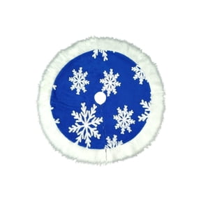 LIORAGLJ Plushy Snowflake-Patterned Patchwork Christmas Tree Skirt 30.7in 4 Colors Tree Mat
