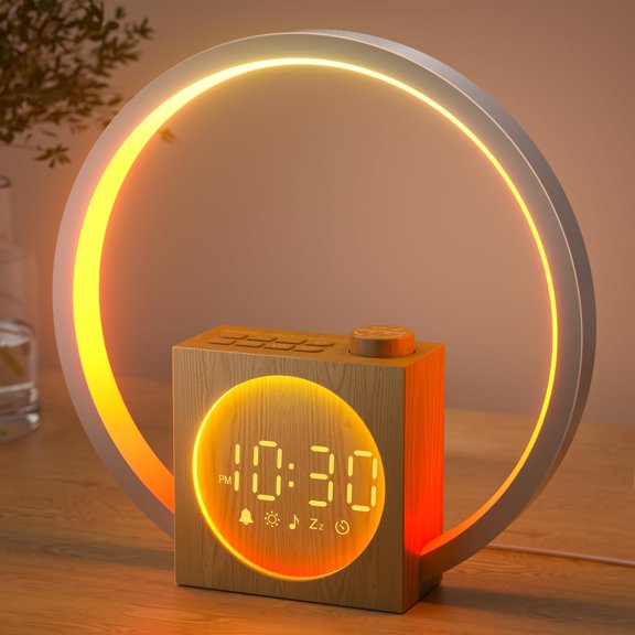 LIORQUE Sunrise Alarm Clock, Wake up Light with White Noise for Heavy Sleepers, Adjustable Sleep Timer, Volume&Brightness, Night Light with Dynamic Colors, 30 Sleep Sounds for Baby Kids Adults