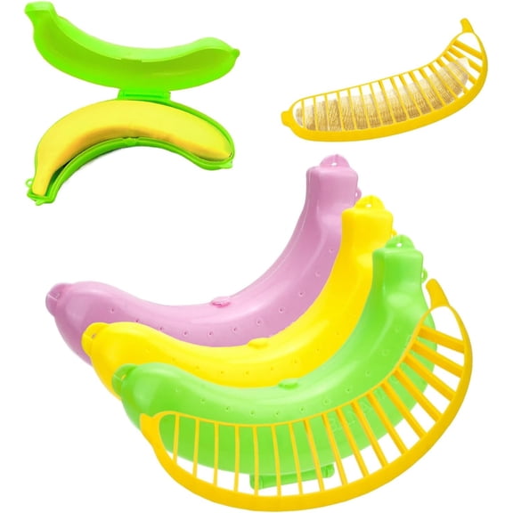 LIOUCBD 3PCS Banana Case with Slicer, Fruit Container for Outdoor Travel BFA-Free, Portable Bananas Keeper Holder Protector Covers Plastic Storage Box for Lunch Picnic Camping Keep Fresh