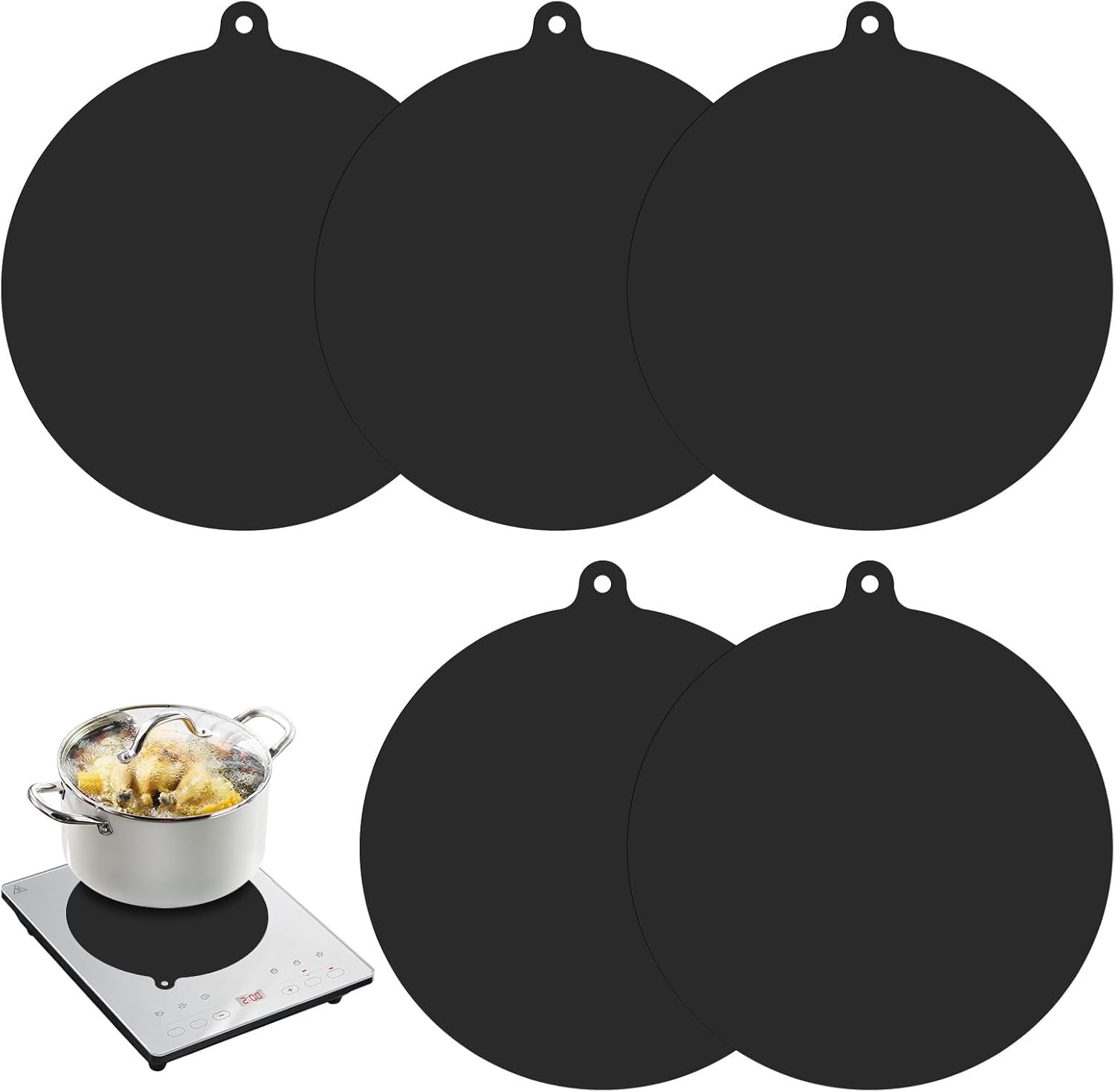 LIOUCBD 5 Piece Silicone Mats, Electric Induction Cooktop Protection ...