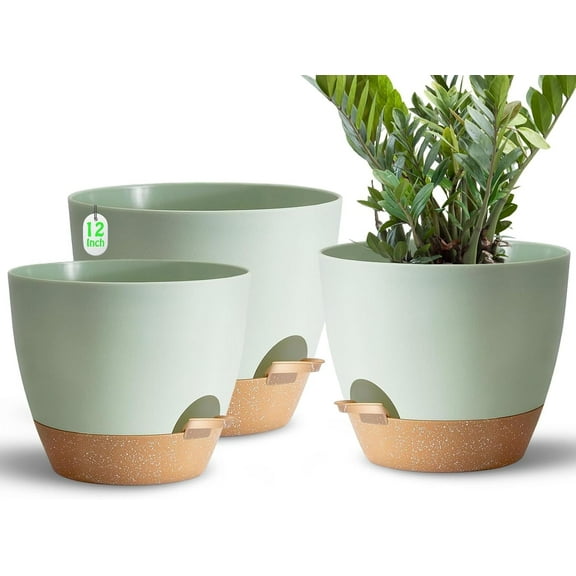 LIOUCBD 5Pack Self Watering Plant Pots for Lazy People, 7/6.5/6/5.5/5 Inch,White Plastic Self Watering Planter for All Houseplants,Succulent, African Violets,Snake Plants, Flowers and Cactus
