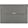 thumbnail image 1 of LIOUCBD File Folder Document Holder Organizer Waterproof Portfolio Leather Folder Case with 3 Pockets, Filing Envelopes for A4 Letter Size Paper with Snap Magnetic Button Closure (Gray), 1 of 7