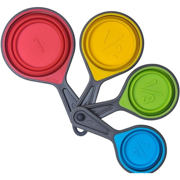 LIOUCBD Measuring Spoon Set, 4 Spoons for Measuring Food,Measuring Cups for Baking,Silicone Foldable Kitchen Set,Used for Baking, Cooking, and Kitchen (4)