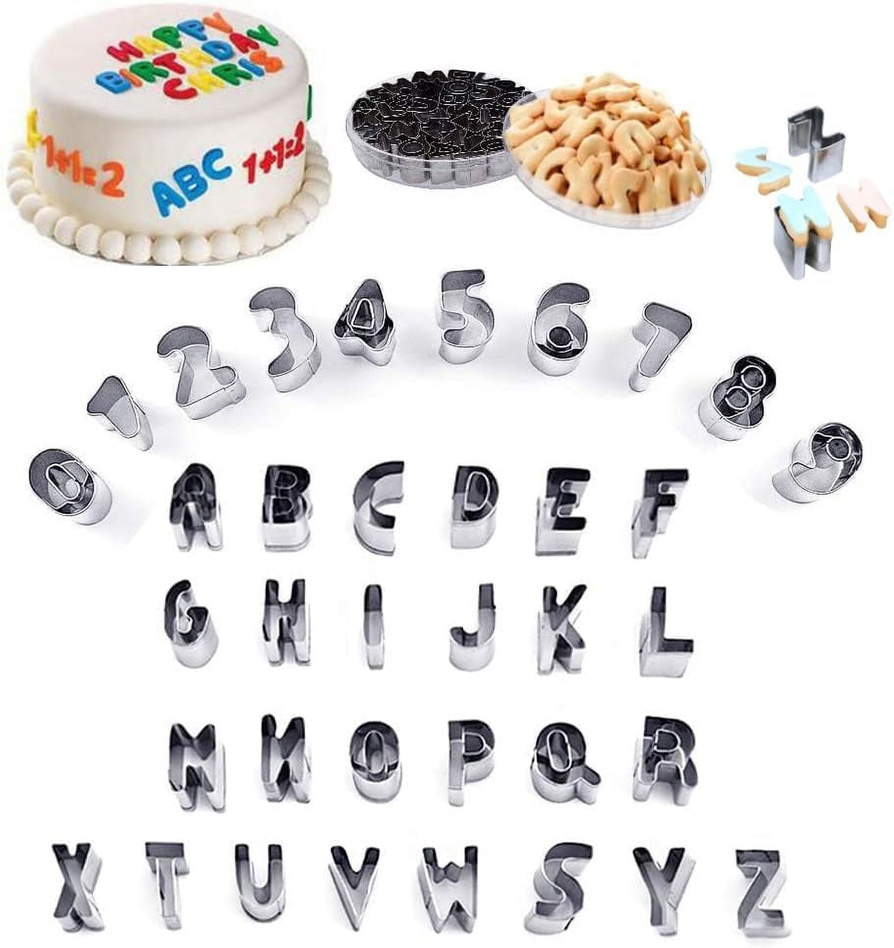 Croquant Cutter Set LIOUCBD Mini Alphabet Number Cookie Cutters Sets of 37 Pieces Letter ...