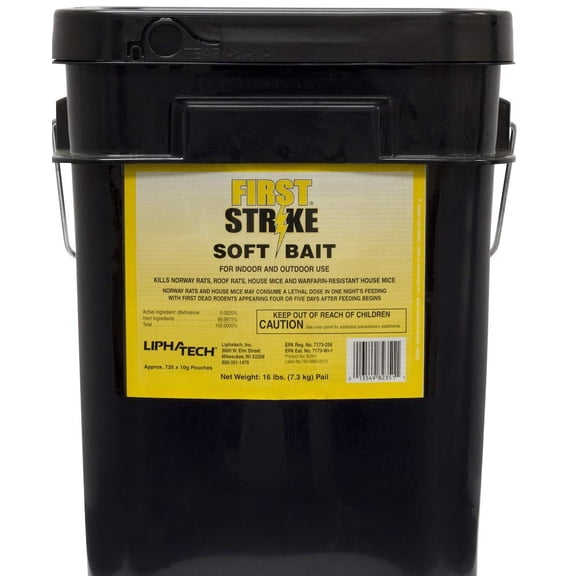 LIPHA TECH First Strike Soft Bait RAT/MICE Rodenticide Poison - 16 LBS 6666325