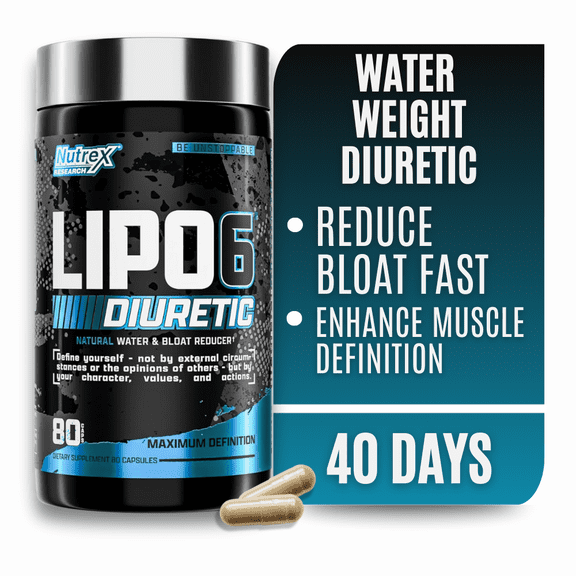 Nutrex Research Lipo 6 Diuretic Water Weight Bloating Relief 80 Water Pills