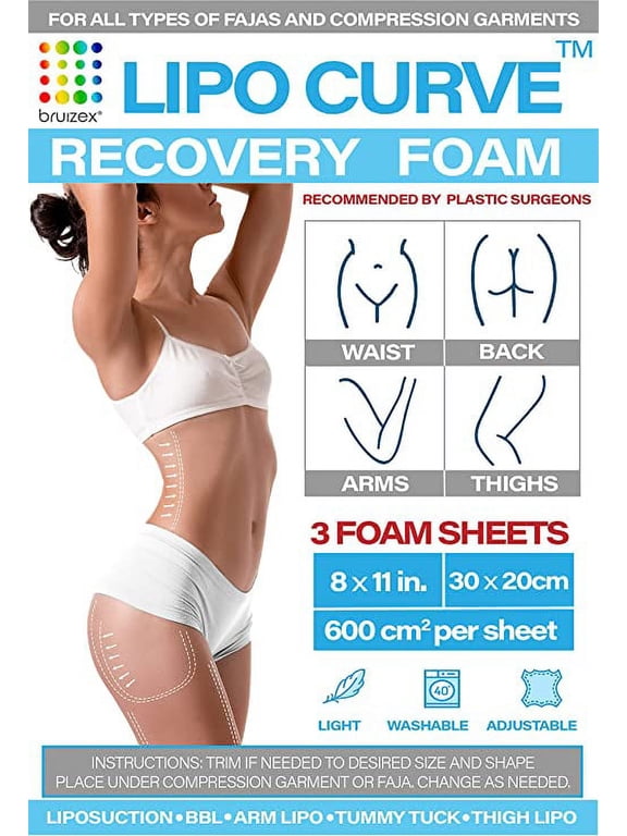 LIPO FOAM : Liposuction recovery soft pads I 3 pack post surgery sheets I For all types of compression garments, Faja, abdominal boards, wrap, BBL pillow, 360 Lipo, BBL, tummy tuck I Bruizex