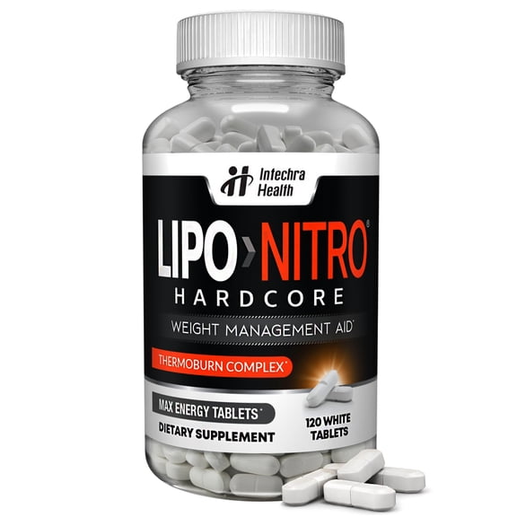 LIPO>Ni-TRO Best Diet Pills for Weight Management & Powerful Energy - 120 White Tablets