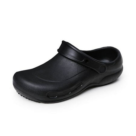 LIPROFE Men's Non Slip Oil Resistant Waterproof Clogs Work Shoes, Black, W12/M 10