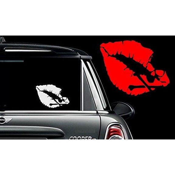 LIPS with skull #2 ~ DECAL, HOME DECOR 8" X 10"