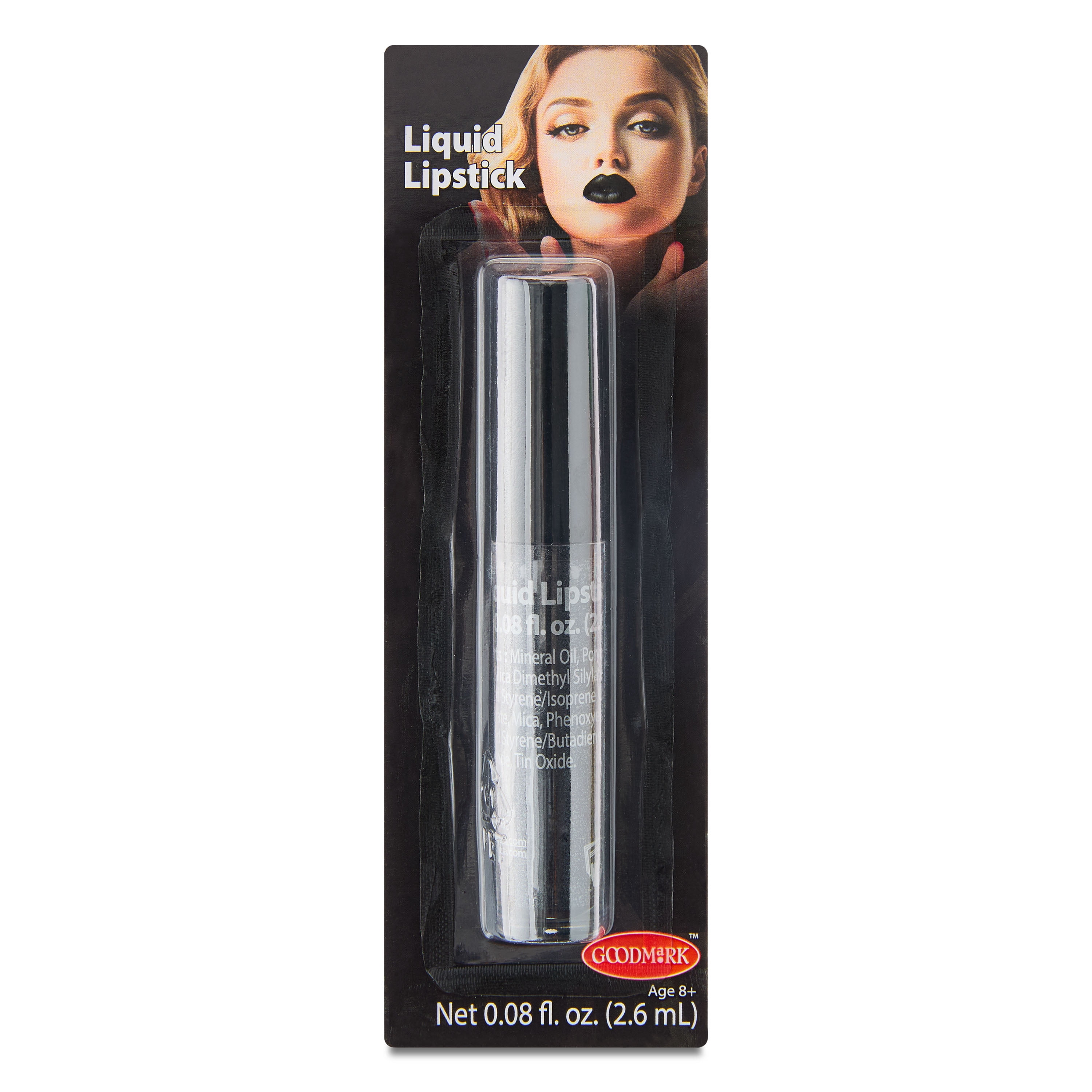 Lipstick Black, Halloween Makeup for Adults, 2.6mL, by Goodmark