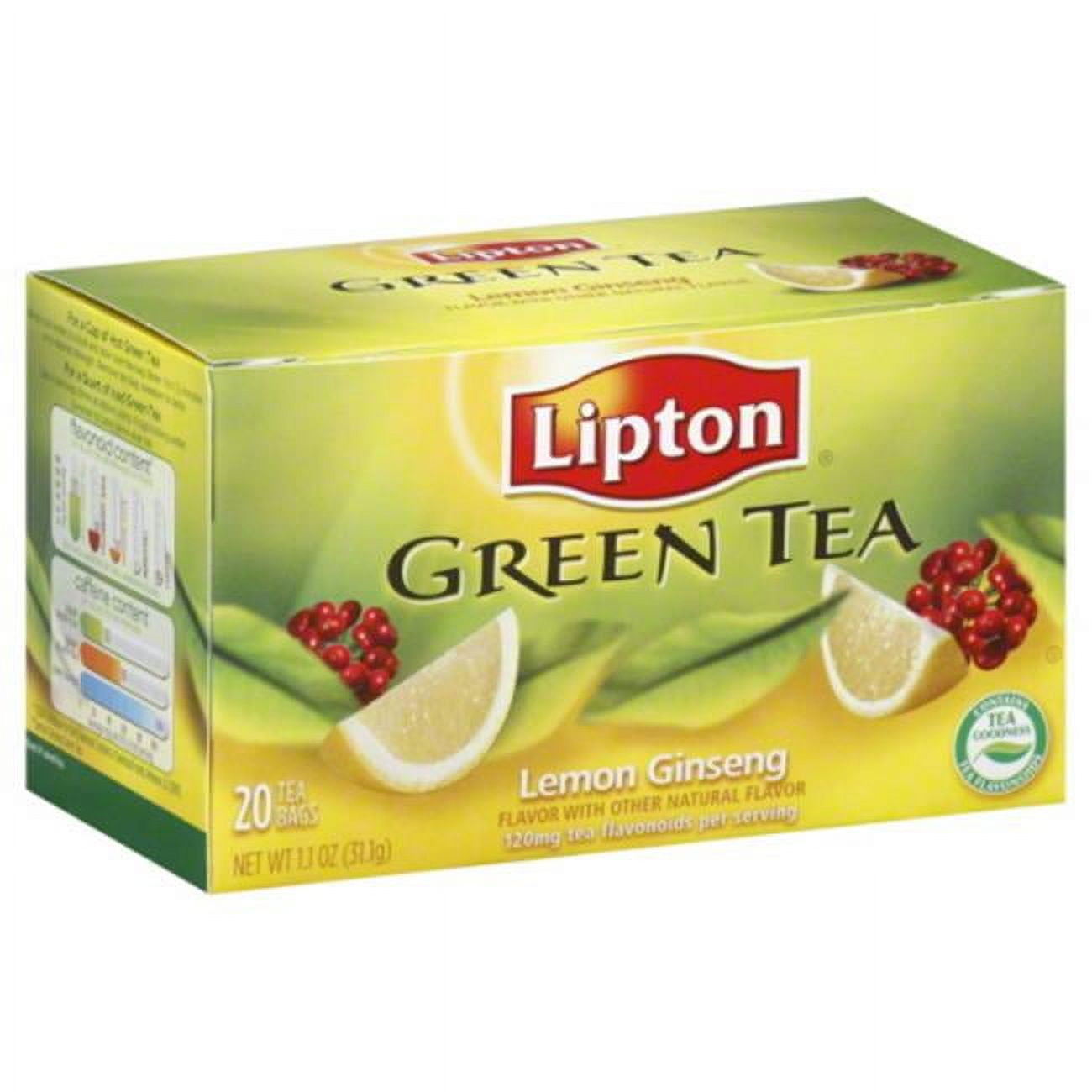 LIPTON TEA GRN LMN GINSENG20 BG Pack of 6