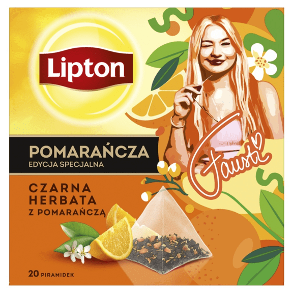 LIPTON black tea ORANGE PEEL flavor - 1 box / 20 tea bags