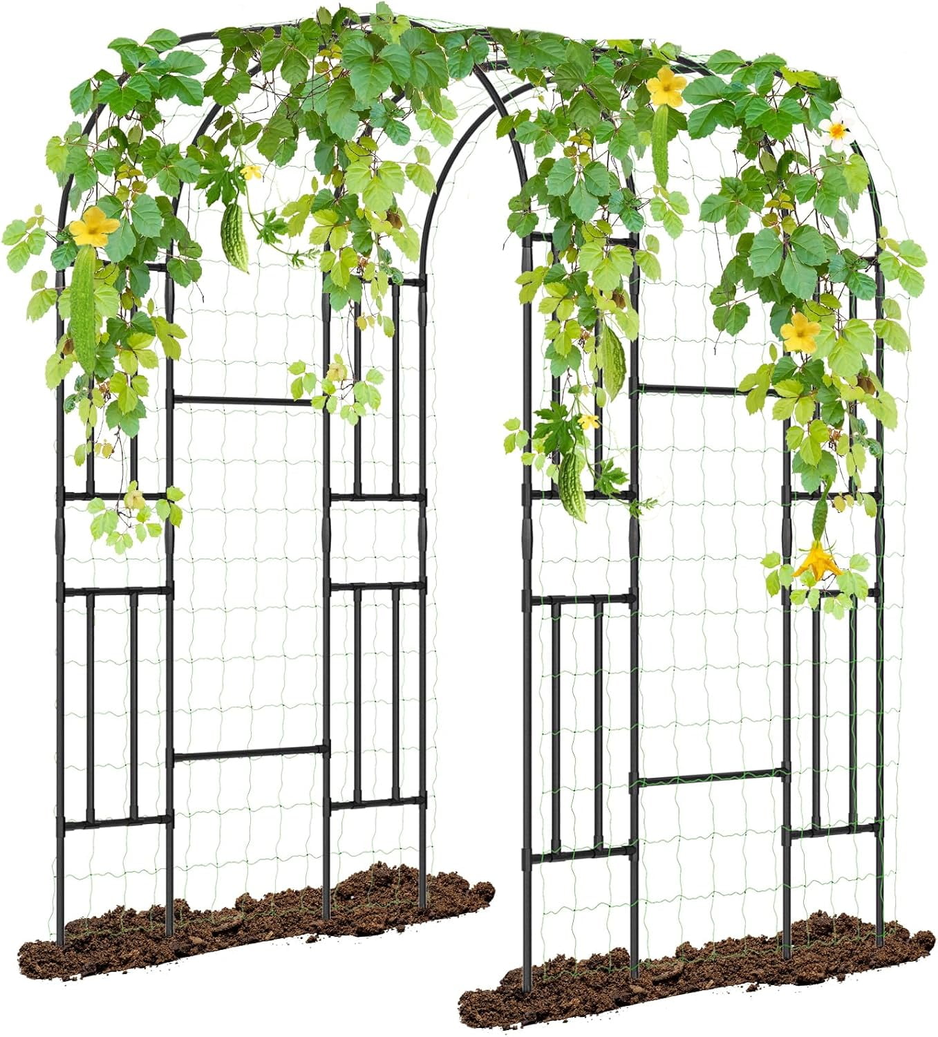 SLSY Metal Garden Arch Trellis For Climbing Plants – Black 71L X 87H Inch Archway