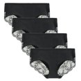 thumbnail image 1 of LIQQY Women's 4 Pack Cotton Mid Rise Full Coverage Lace Hipster Brief Panty Underwear (L, Black), 1 of 6
