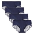thumbnail image 1 of LIQQY Women's 4 Pack Cotton Mid Rise Full Coverage Lace Hipster Brief Panty Underwear (M, Navy Blue), 1 of 5