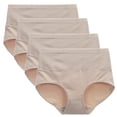 thumbnail image 1 of LIQQY Women's Cotton Briefs High Waist Breathable Underwear Full Coverage Panties 4-Pack (L, Nude), 1 of 8