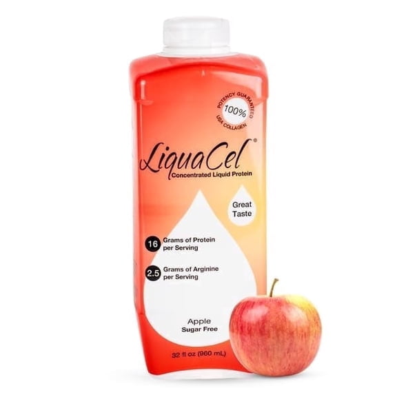 LiquaCel Liquid Protein, Apple, 16g Collagen Protein, 32 fl oz, 6 Count