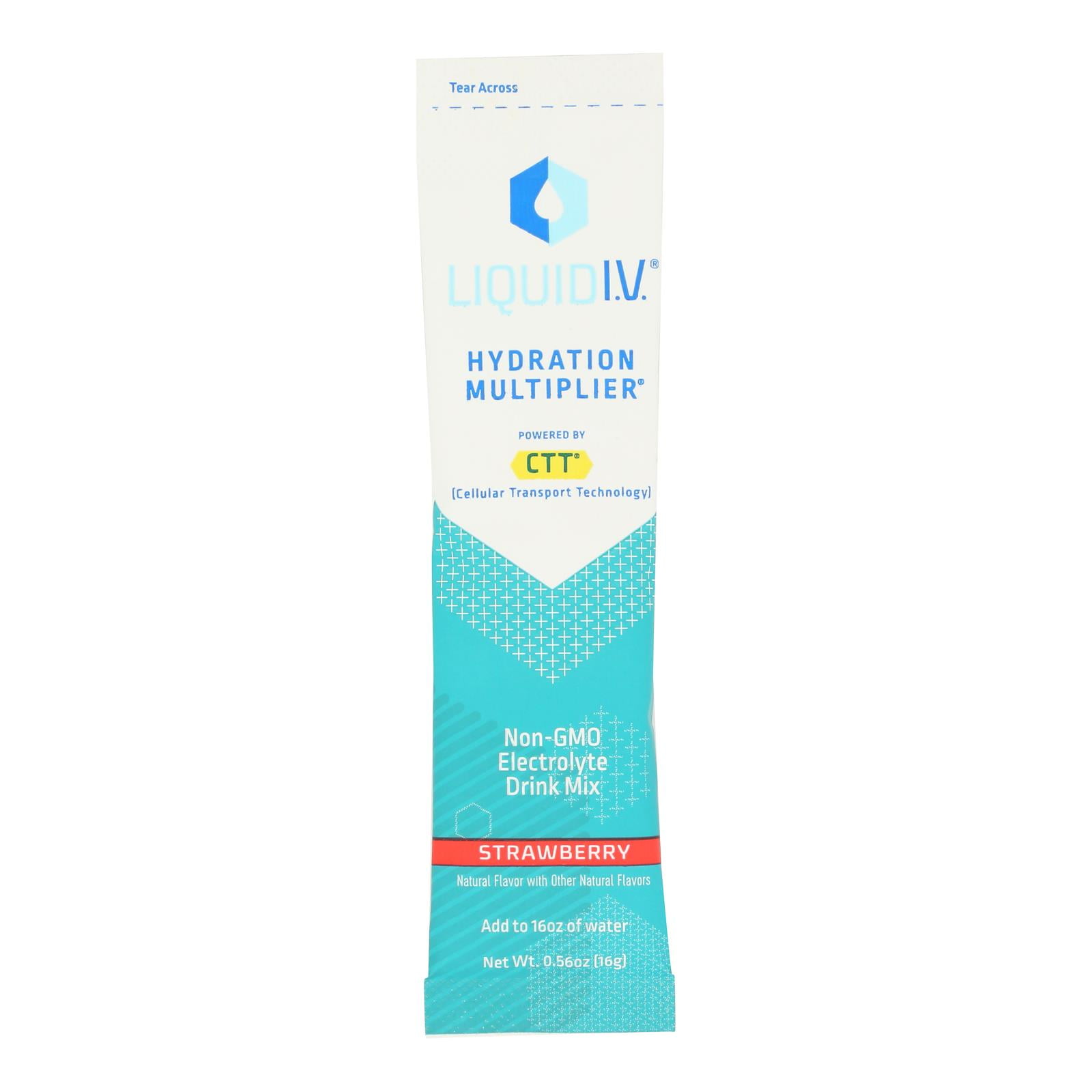 Liquid I.V. Strawberry Drink Mix Singles - Case of 8 (0.56 Oz Each) - Electrolyte Powder Packets