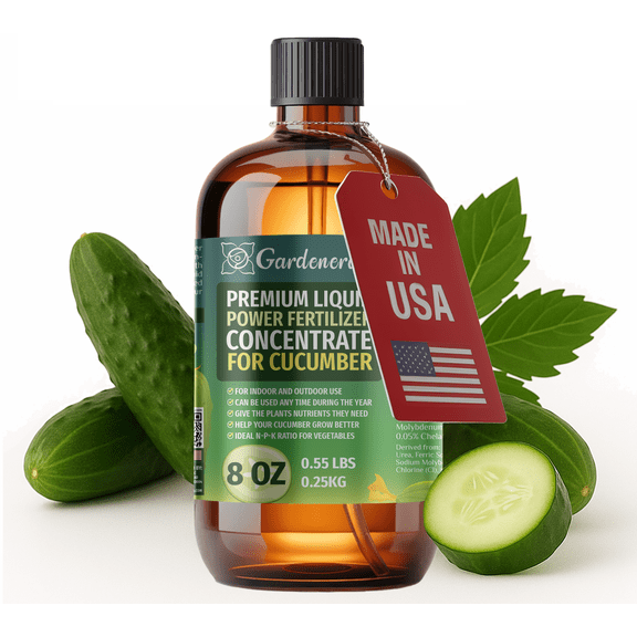 ⭐ LIQUID POWER Cucumber Fertilizer - Professional Liquid Plant Food for Cucumbers - Fast-Acting Concentrate for Growth, Strong Roots & High-Yield Harvest - 8 oz - Indoor & Outdoor Use