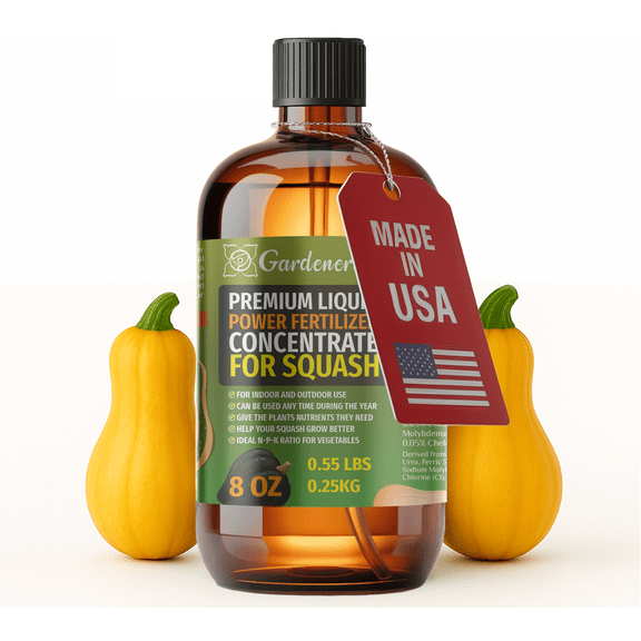⭐ LIQUID POWER Squash Fertilizer - Professional Liquid Plant Food for Squash - Fast-Acting Concentrate for Growth, Strong Roots & High-Yield Harvest - 8 oz - Indoor & Outdoor Use