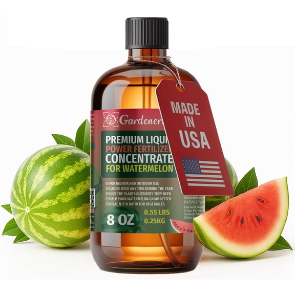 ⭐ LIQUID POWER Watermelon Fertilizer - Professional Liquid Plant Food for Watermelon - Fast-Acting Concentrate for Growth, Strong Roots & High-Yield Harvest - 8 oz - Indoor & Outdoor Use
