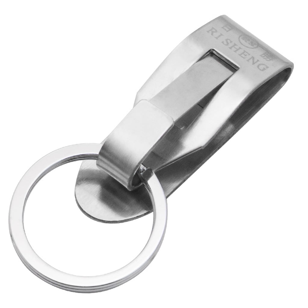 LIQUID Stainless Steel Keyring Security Clip On Heavy Duty Belt Key
