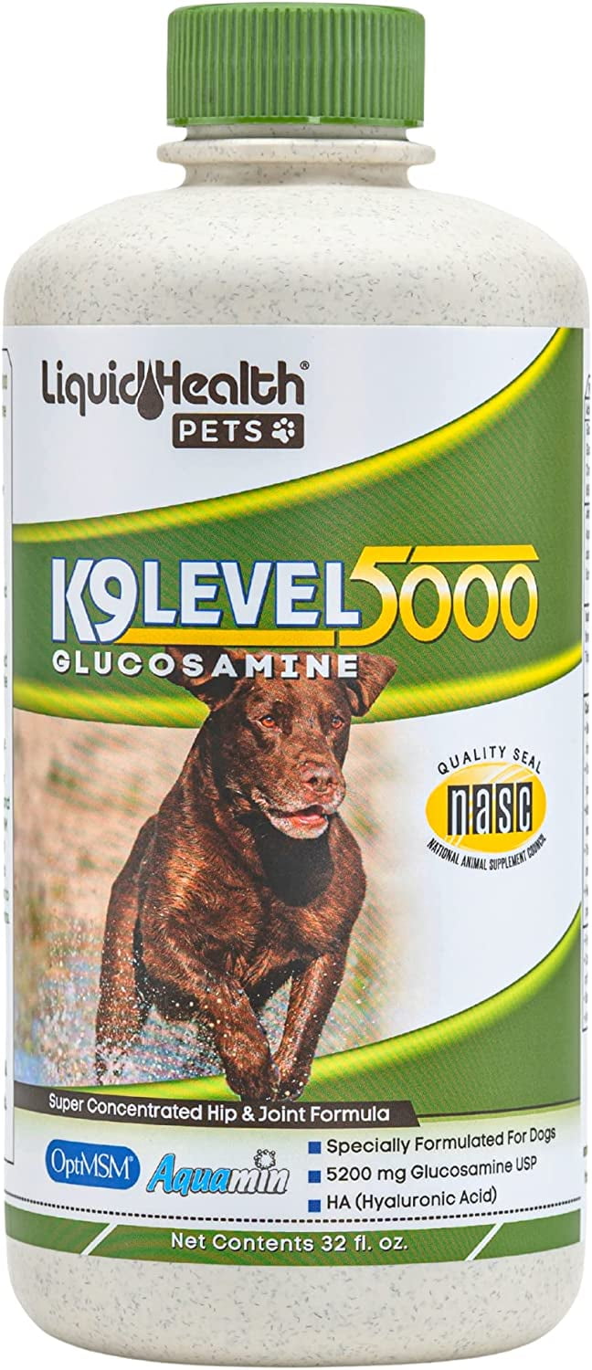 LIQUIDHEALTH K9 Liquid Glucosamine for Dogs Level 5000 with Glucosamine Chondroitin Dogs MSM Boswellia Serrata 32 fl. Oz