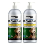 LIQUIDHEALTH Omega 3 Fish Oil for Dogs Liquid Supplement Puppy Essentials, 16 Oz (2 pack)