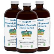 LIQUIDHEALTH Prenatal/Postnatal Multiple Liquid Women's Multivitamin with Real Folate - Pre & Postnatal Vitamins for Before, During, After Pregnancy - Vegan, Sugar-Free, Non GMO, Great Taste (3 Pack)