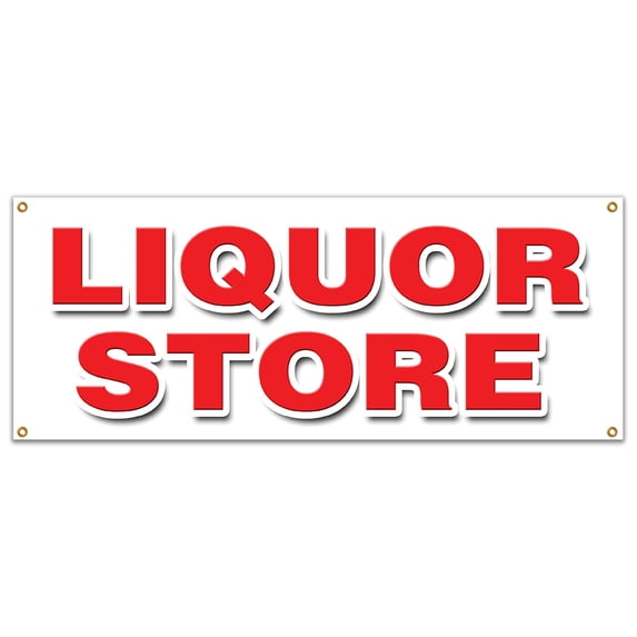 LIQUOR STORE BANNER SIGN cold beer malt huge selection cigarettes ice