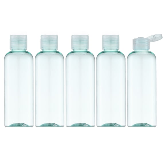 LISAPACK 3.4Oz Travel Bottles with Flip Cap (5 Pcs) Empty Dispenser Container for Travel Size Cosmetics (100ml, Light Green)
