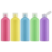 LISAPACK 3.4Oz Travel Bottles with Flip Cap (5 Pcs) Empty Dispenser Container for Travel Size Cosmetics (100ml, Multi-colored)