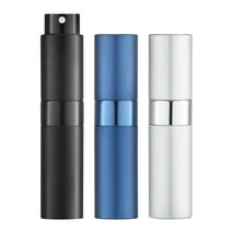 LISAPACK 8ML Atomizer Perfume Spray Bottle for Travel (3 PCS) Empty Cologne Dispenser, Portable Sprayer (Black, Silver, Blue)