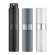 LISAPACK 8ML Atomizer Perfume Spray Bottle for Travel 3 PCS, Empty Refillable Cologne Dispenser, Portable Sprayer (Black, Grey, Silver)