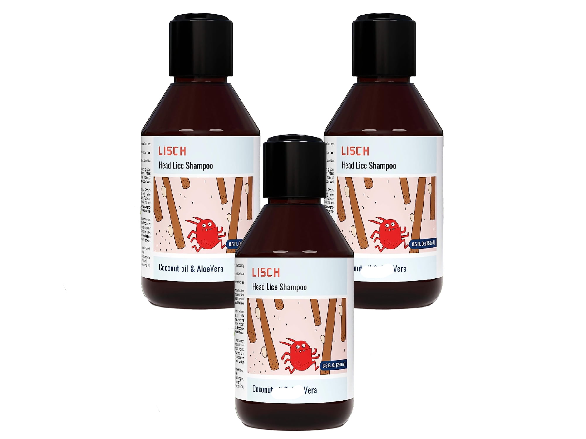 LISCHHead Lice Shampoo with Coconut Oil & Aloe Vera Gentle Treatment for The Whole Family, 8.