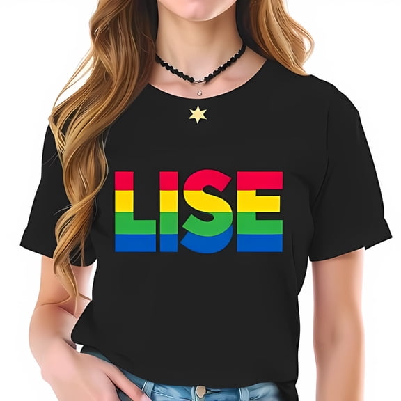 LISE Rainbow Graphic Cotton Short Sleeve T-Shirt for Women - Vibrant Pride Design with Elegant Black Choker